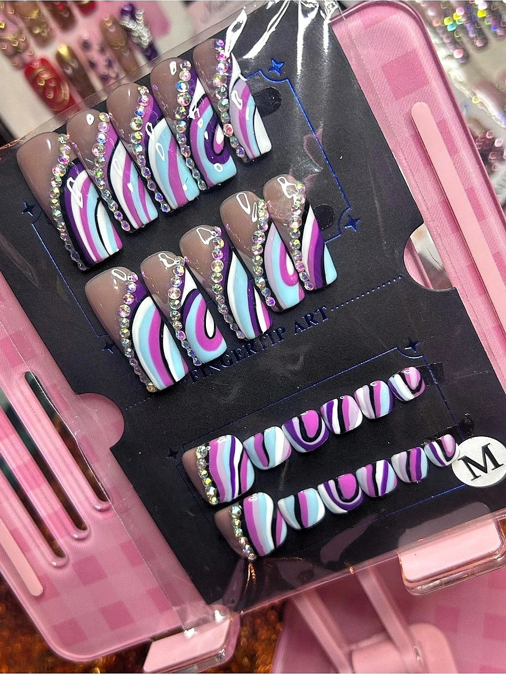 Abstract Purple & Pink Press-On Nails